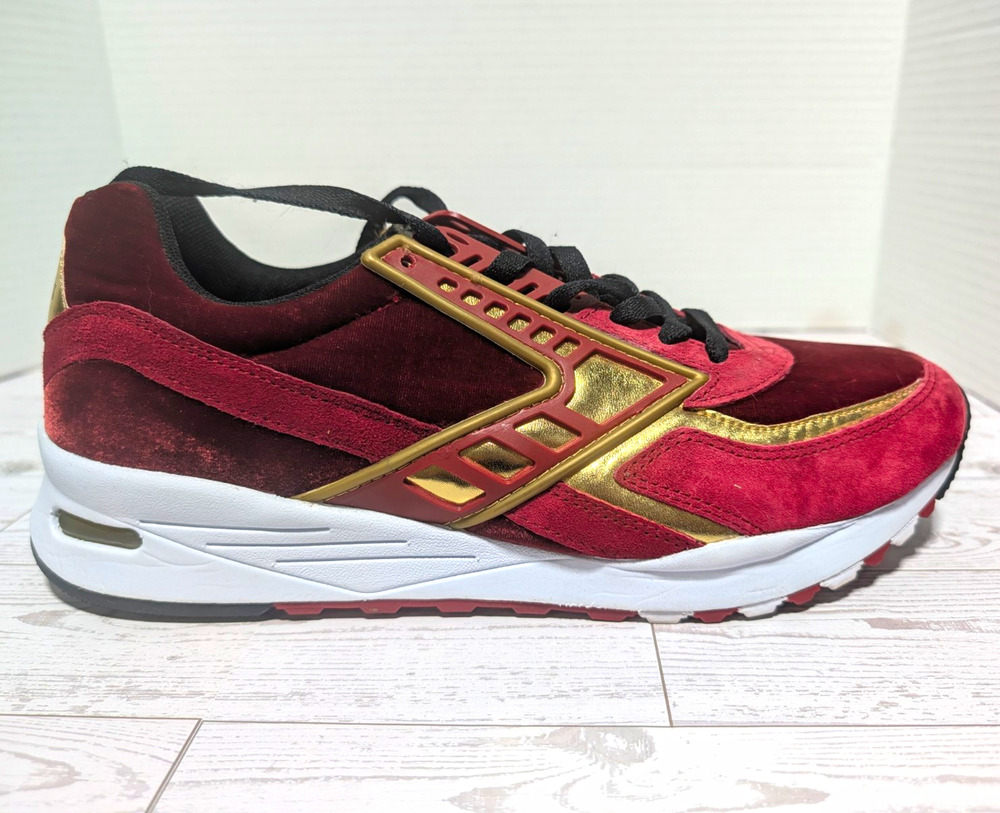 Brooks Regent Men's 10.5 Athletic Sneakers Red/Gold 110205-1D-662 Suede & Velvet